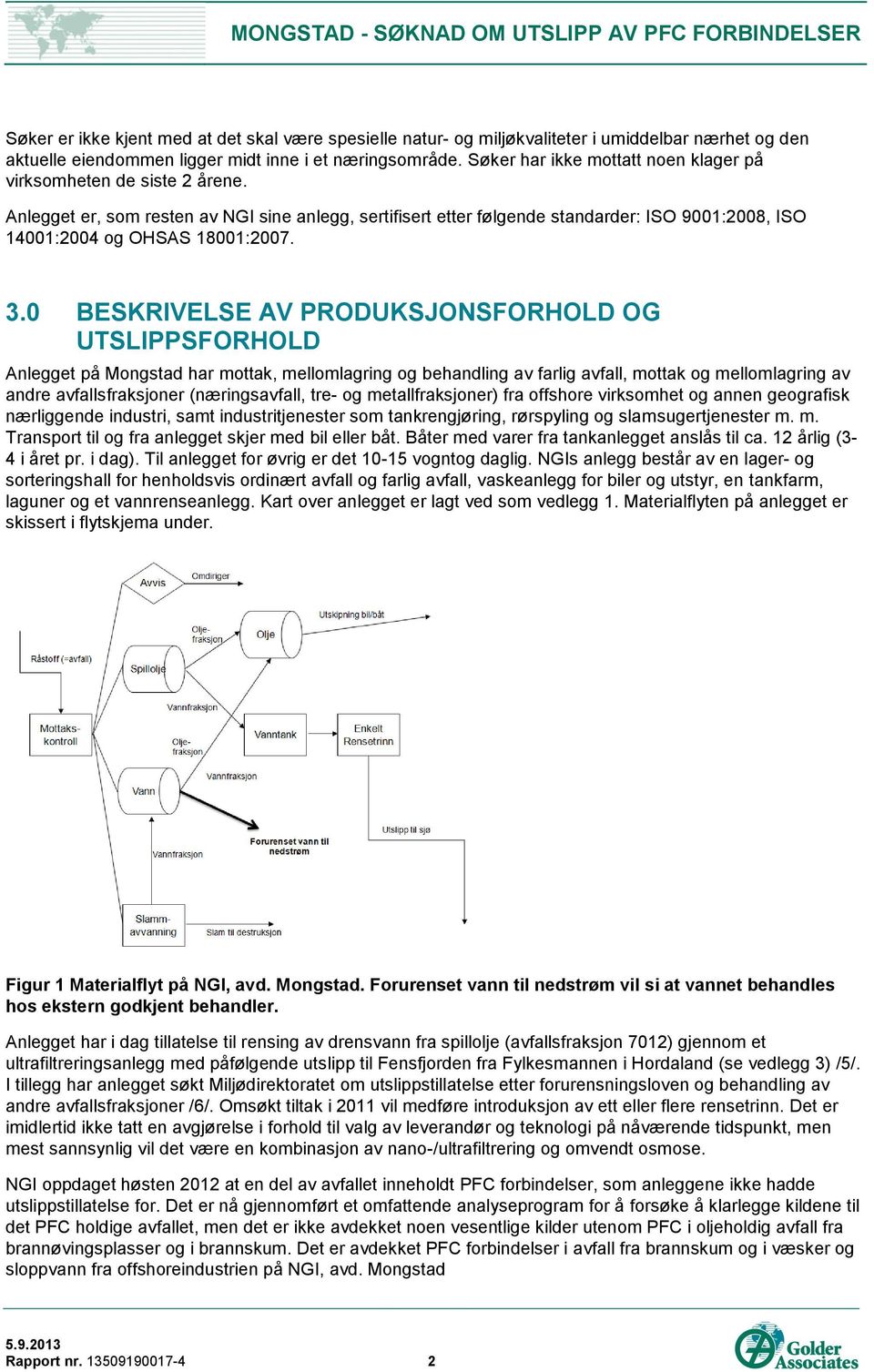 Anlegget er, som resten av NGI sine anlegg, sertifisert etter følgende standarder: ISO 9001:2008, ISO 14001:2004 og OHSAS 18001:2007. 3.