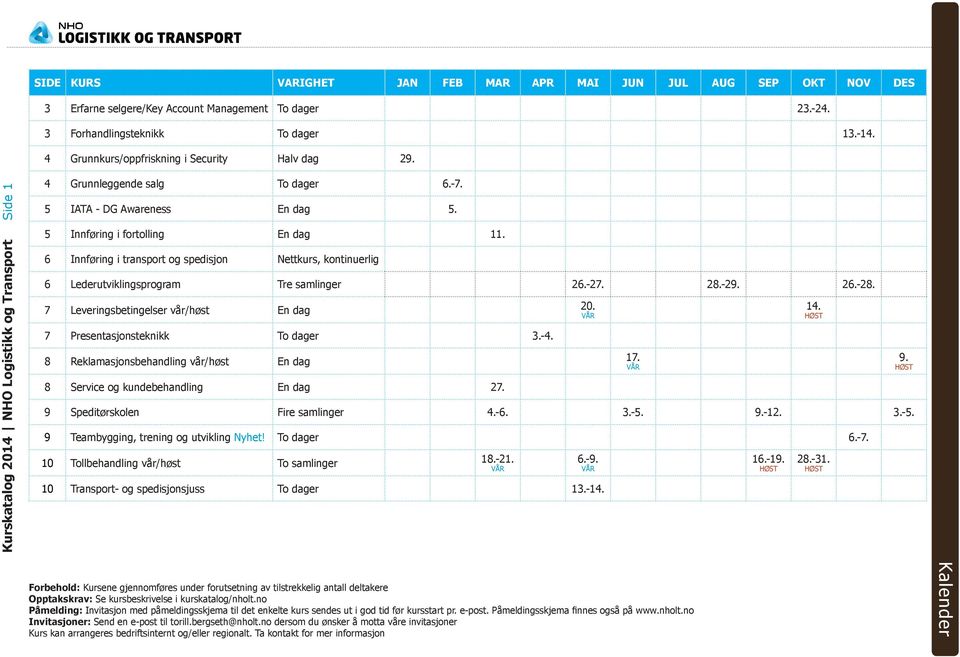 5 Innføring i fortolling En dag 11. 6 Innføring i transport og spedisjon Nettkurs, kontinuerlig 6 Lederutviklingsprogram Tre samlinger 26.-27. 28.-29. 26.-28.