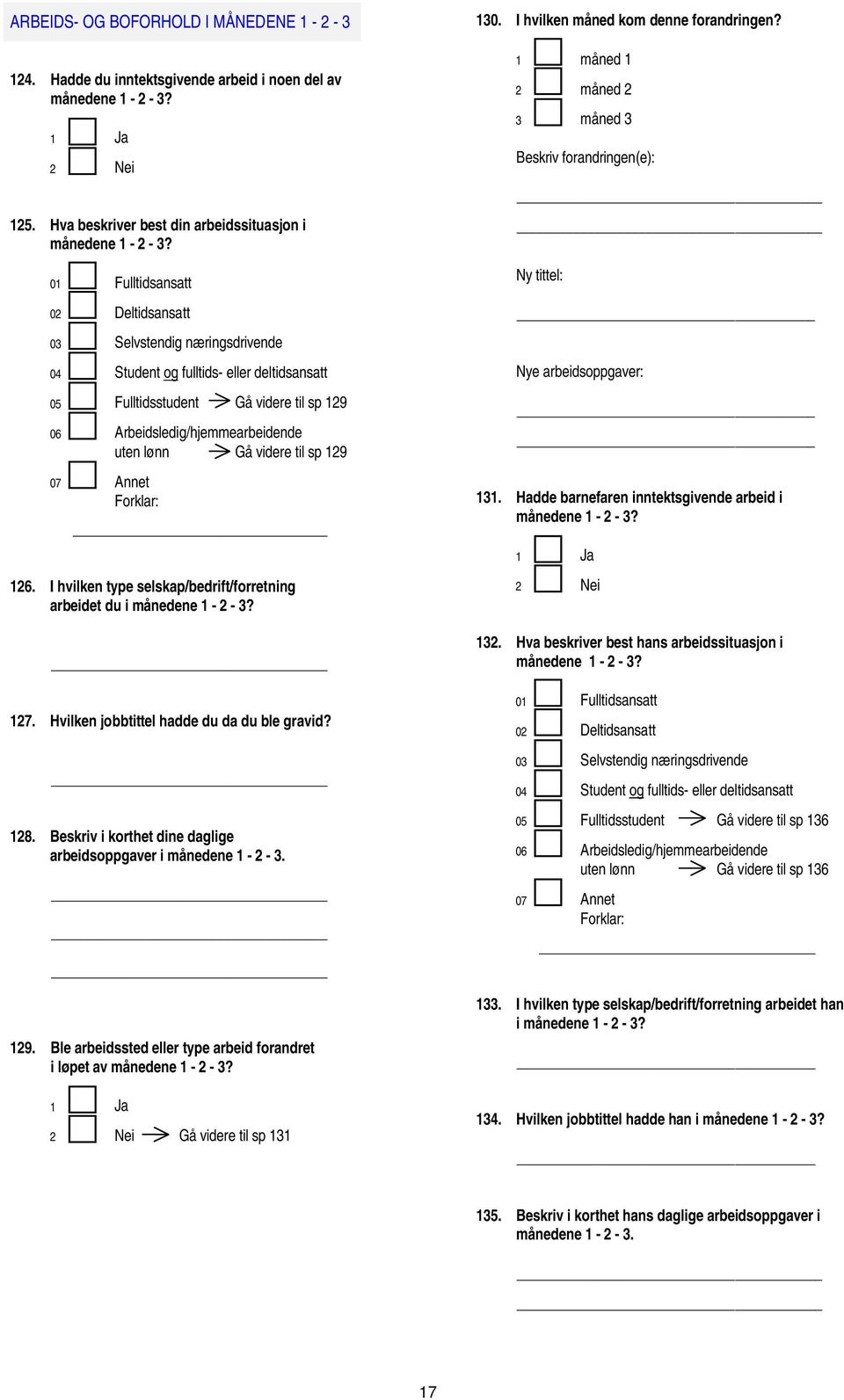 9 07 Annet Forklar: 6. I hvilken type selskap/bedrift/forretning et du i månedene - -? 0. I hvilken måned kom denne forandringen? måned måned måned Beskriv forandringen(e): Ny tittel: Nye soppgaver:.