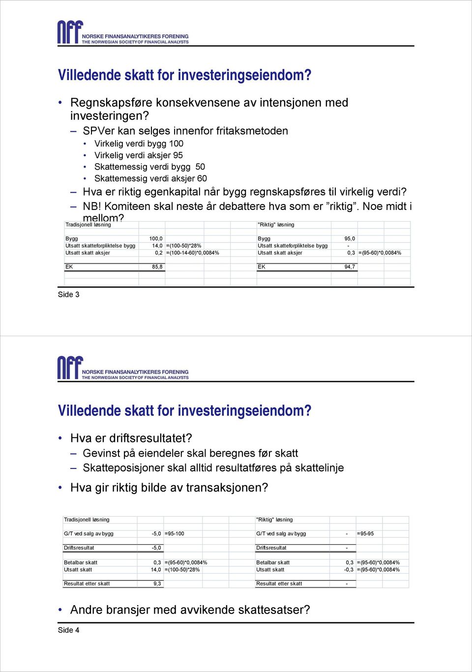 virkelig verdi? NB! Komiteen skal neste år debattere hva som er riktig. Noe midt i mellom?