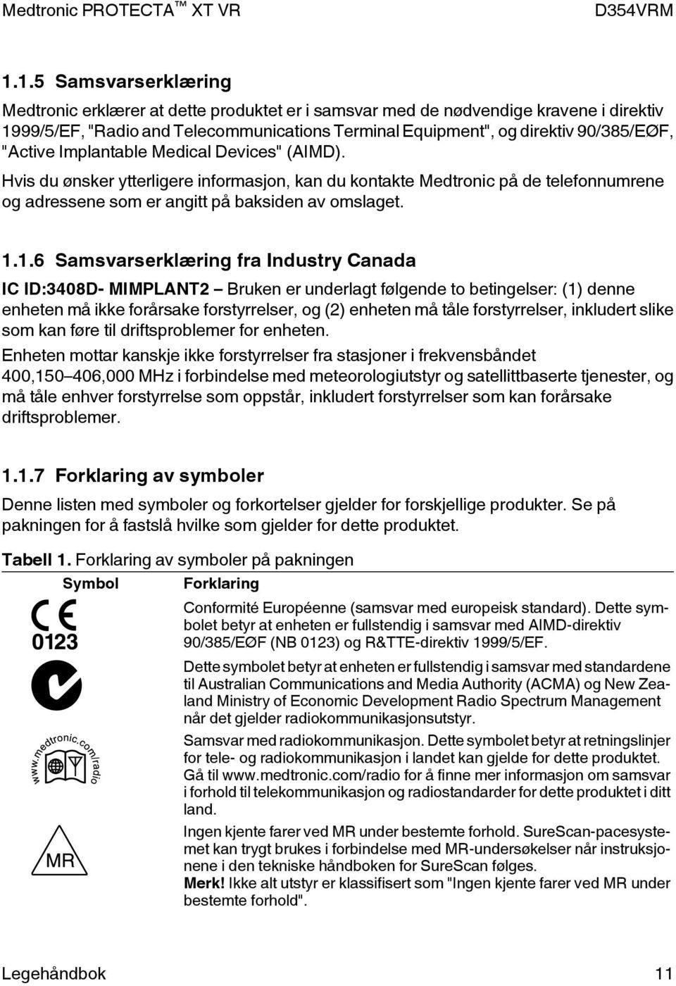 1.6 Samsvarserklæring fra Industry Canada IC ID:3408D- MIMPLANT2 Bruken er underlagt følgende to betingelser: (1) denne enheten må ikke forårsake forstyrrelser, og (2) enheten må tåle forstyrrelser,