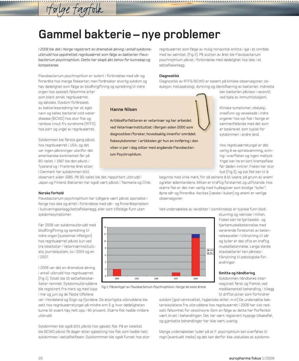 På slutten av året ble Flavobacterium psychrophilum påvist i forbindelse med dødelighet hos laks i et settefiskanlegg.