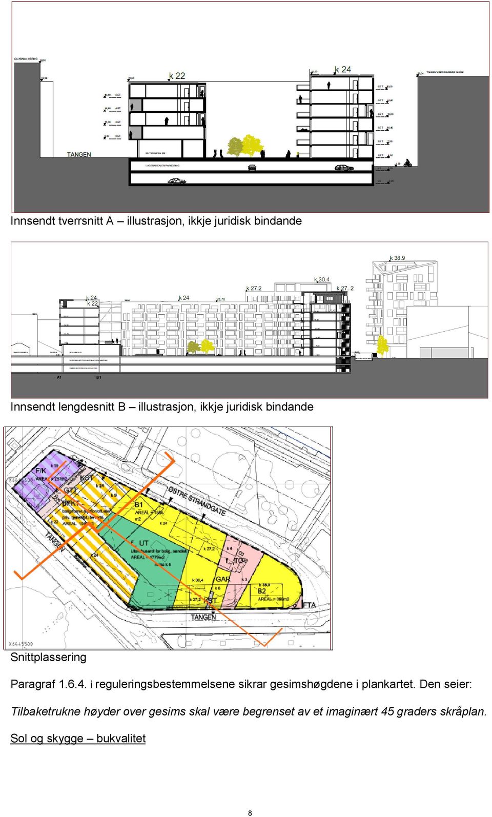 i reguleringsbestemmelsene sikrar gesimshøgdene i plankartet.