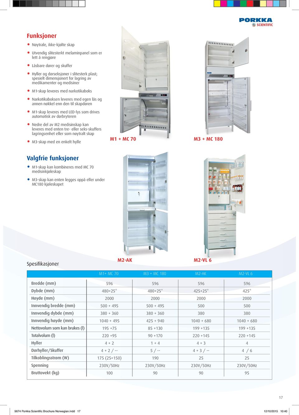 Nedre del av M2 medisinskap kan leveres med enten tre- eller seks-skuffers lagringsenhet eller som nøytralt skap M3-skap med en enkelt hylle Valgfrie funksjoner M1-skap kan kombineres med MC 70