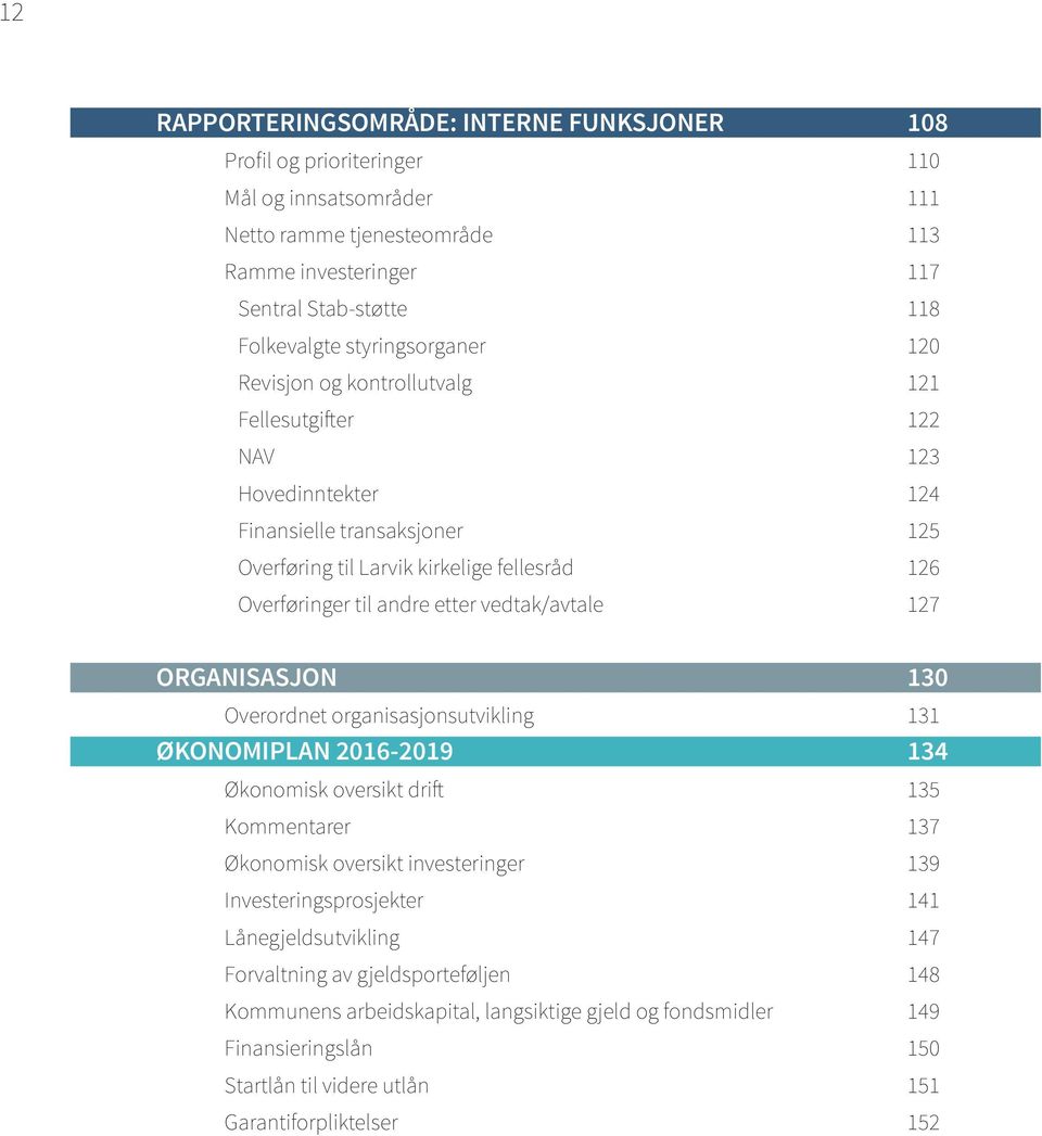 etter vedtak/avtale 127 ORGANISASJON 130 Overordnet organisasjonsutvikling 131 ØKONOMIPLAN 2016-2019 134 Økonomisk oversikt drift 135 Kommentarer 137 Økonomisk oversikt investeringer 139