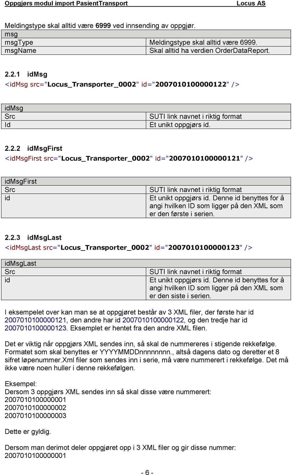 Denne benyttes for å angi hvilken ID som ligger på den XML som er den første i serien. 2.