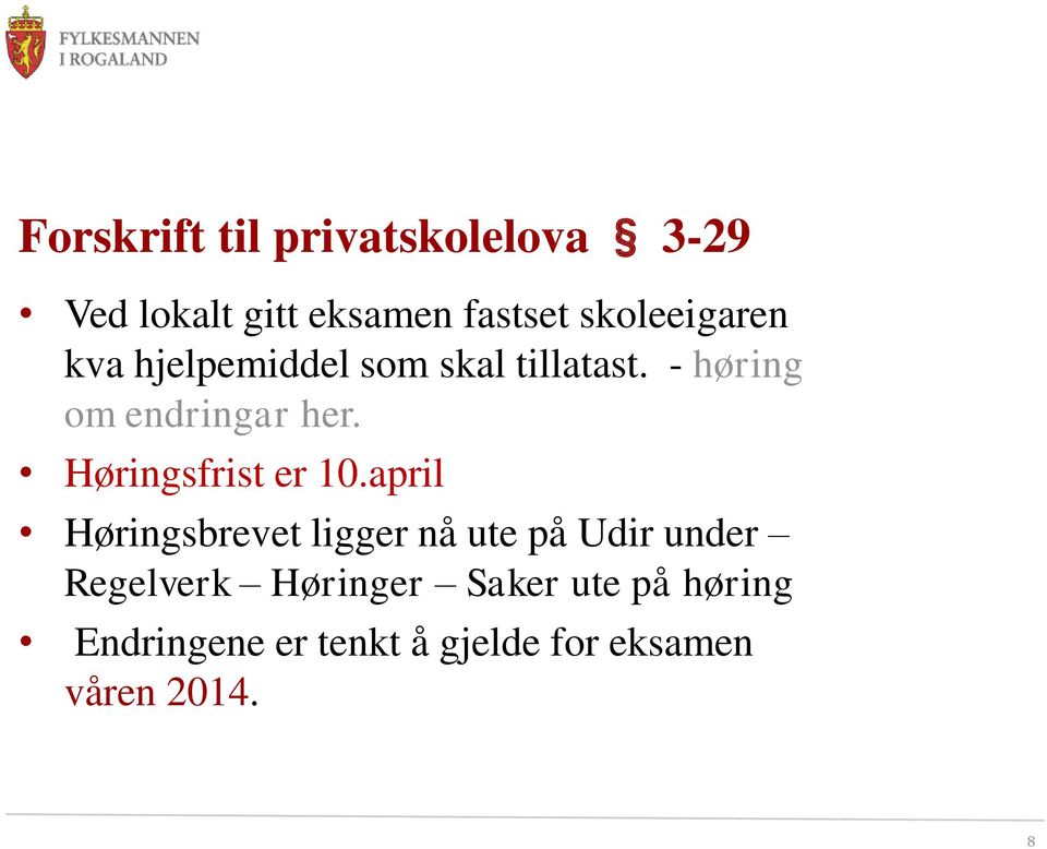 Høringsfrist er 10.