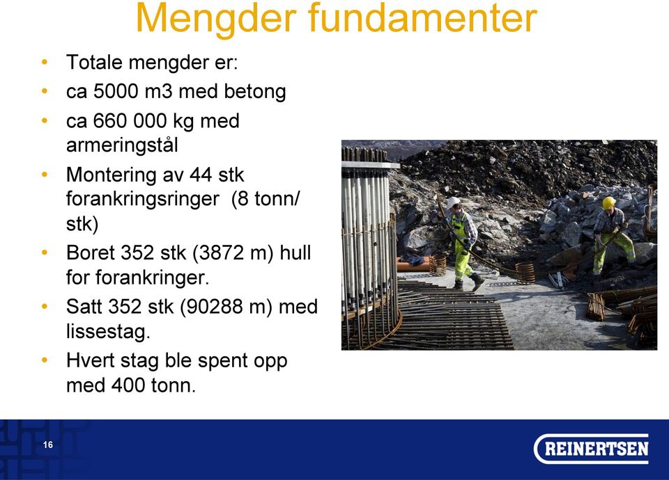 tonn/ stk) Boret 352 stk (3872 m) hull for forankringer.