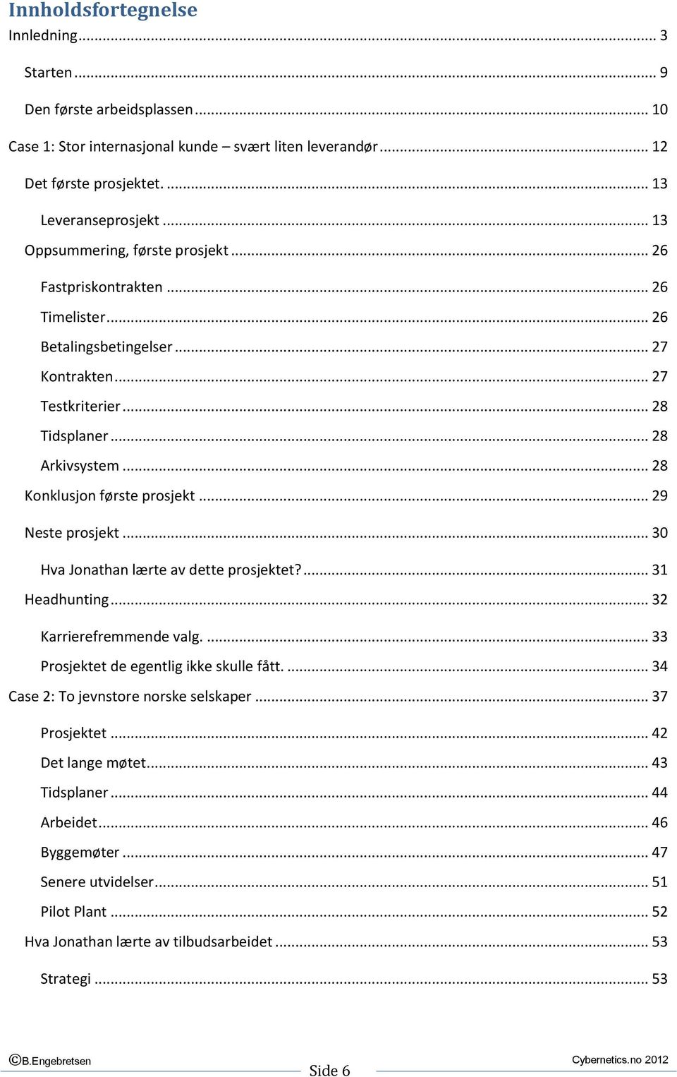 .. 28 Konklusjon første prosjekt... 29 Neste prosjekt... 30 Hva Jonathan lærte av dette prosjektet?... 31 Headhunting... 32 Karrierefremmende valg.... 33 Prosjektet de egentlig ikke skulle fått.