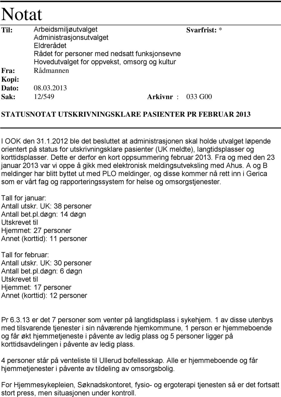 Dette er derfor en kort oppsummering februar 2013. Fra og med den 23 januar 2013 var vi oppe å gikk med elektronisk meldingsutveksling med Ahus.