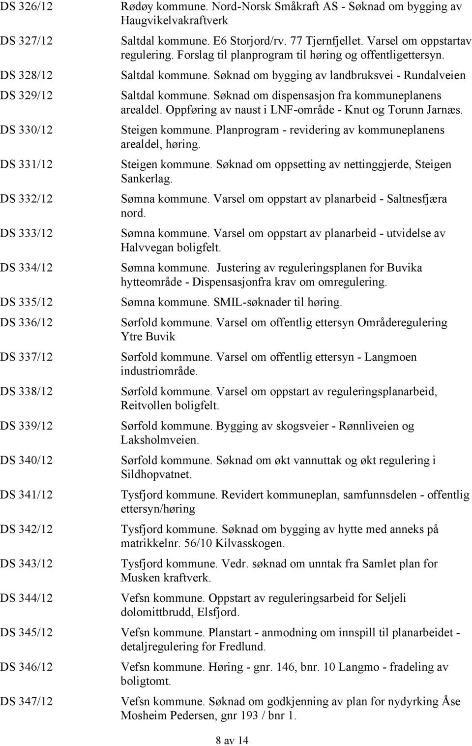 Forslag til planprogram til høring og offentligettersyn. Saltdal kommune. Søknad om bygging av landbruksvei - Rundalveien Saltdal kommune. Søknad om dispensasjon fra kommuneplanens arealdel.