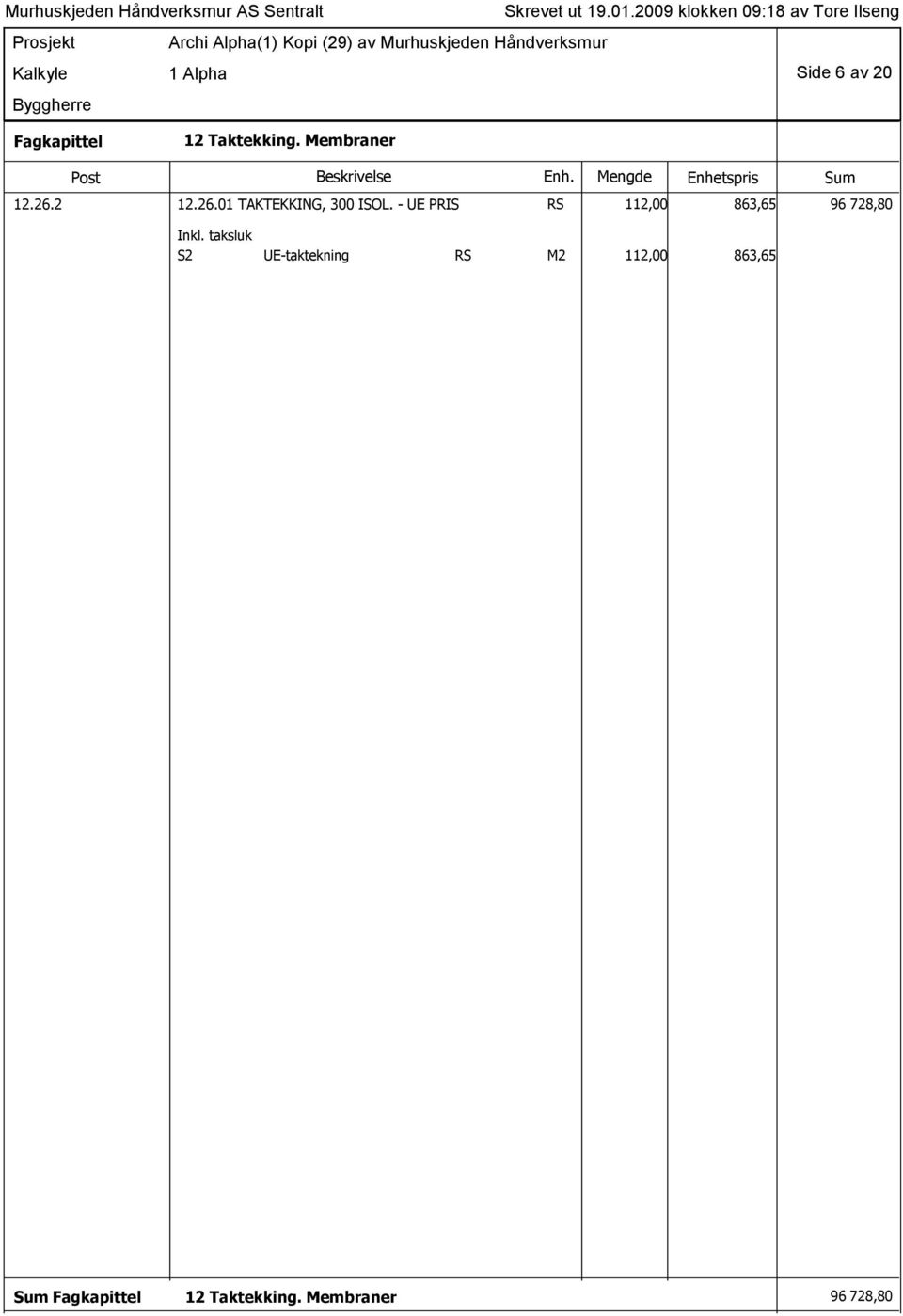 - UE PRIS RS 112,00 863,65 96 728,80 Inkl.