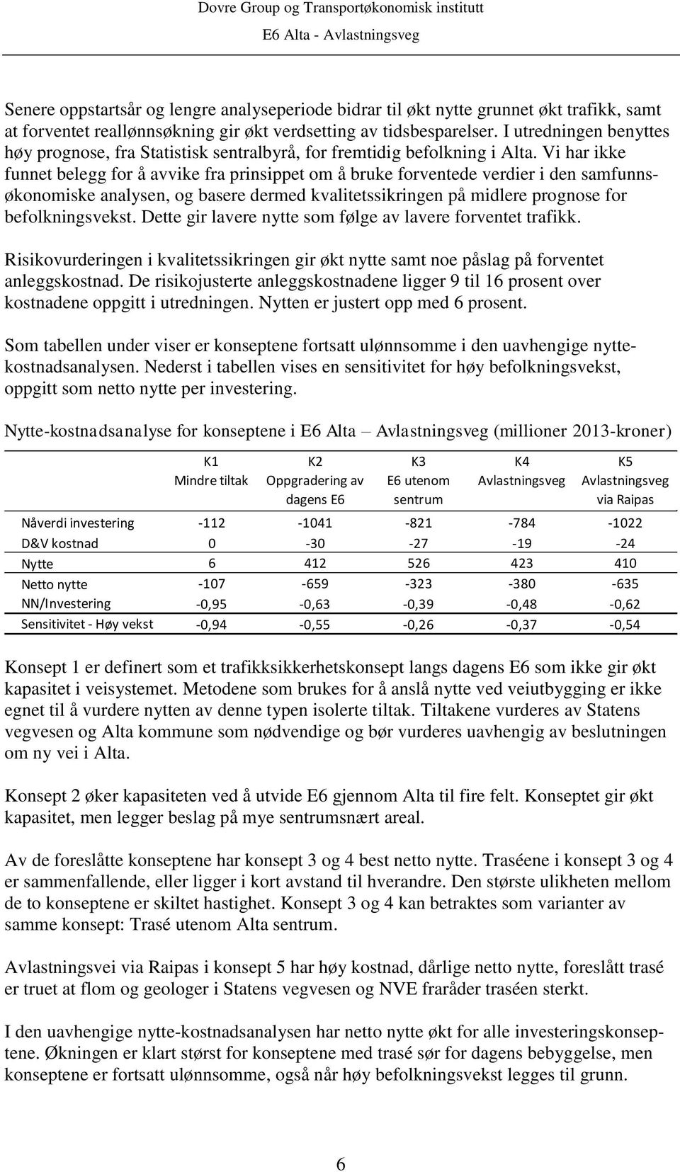 Vi har ikke funnet belegg for å avvike fra prinsippet om å bruke forventede verdier i den samfunnsøkonomiske analysen, og basere dermed kvalitetssikringen på midlere prognose for befolkningsvekst.