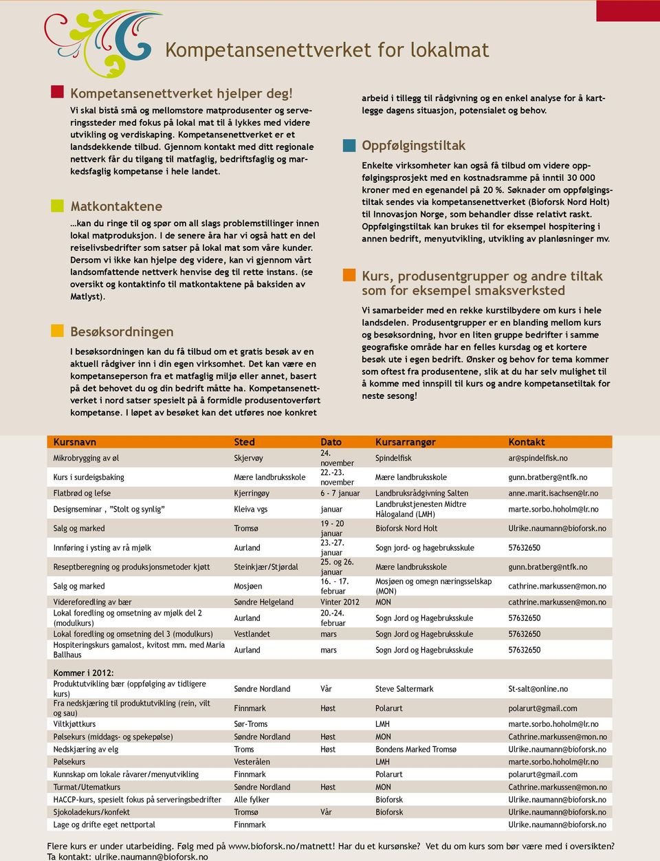 Gjennom kontakt med ditt regionale nettverk får du tilgang til matfaglig, bedriftsfaglig og markedsfaglig kompetanse i hele landet.