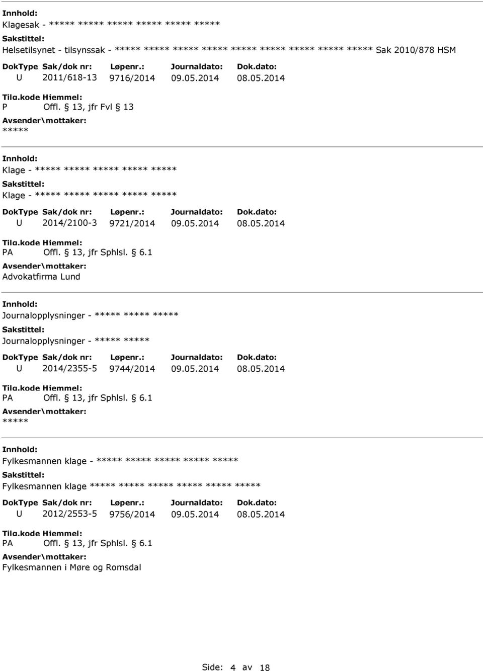 Journalopplysninger - Journalopplysninger - 2014/2355-5 9744/2014 Fylkesmannen