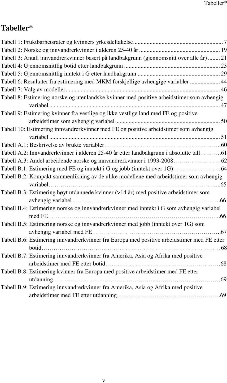 .. 23 Tabell 5: Gjennomsnittlig inntekt i G etter landbakgrunn... 29 Tabell 6: Resultater fra estimering med MKM forskjellige avhengige variabler... 44 Tabell 7: Valg av modeller.