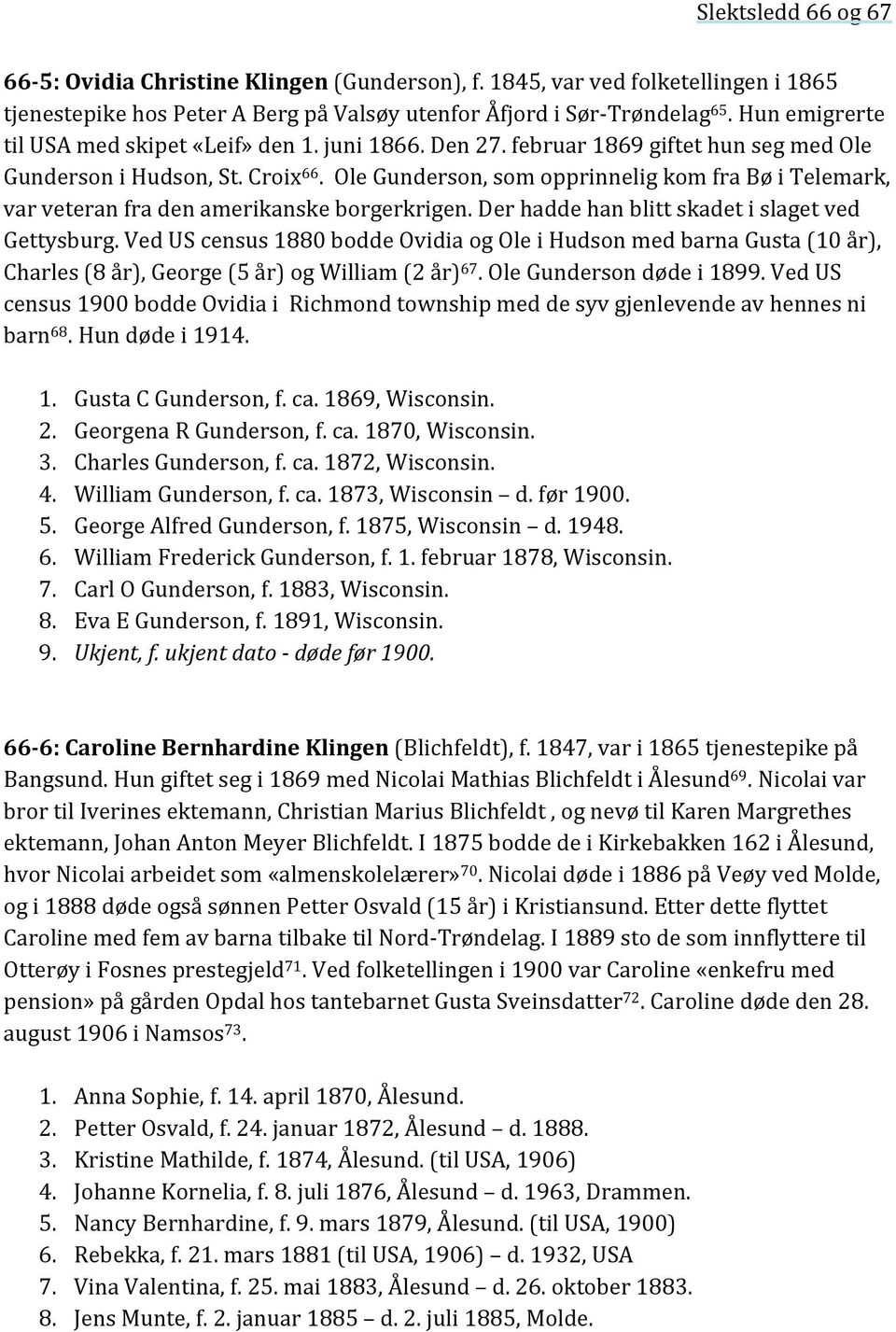 Ole Gunderson, som opprinnelig kom fra Bø i Telemark, var veteran fra den amerikanske borgerkrigen. Der hadde han blitt skadet i slaget ved Gettysburg.