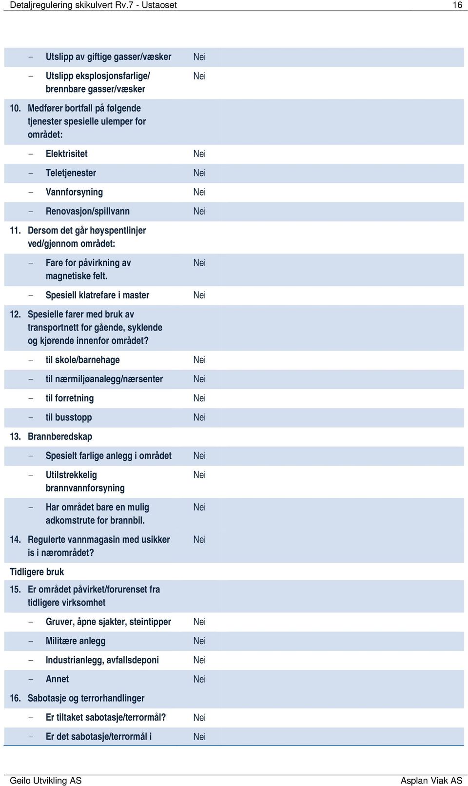 Dersom det går høyspentlinjer ved/gjennom området: - Fare for påvirkning av magnetiske felt. Nei - Spesiell klatrefare i master Nei 12.