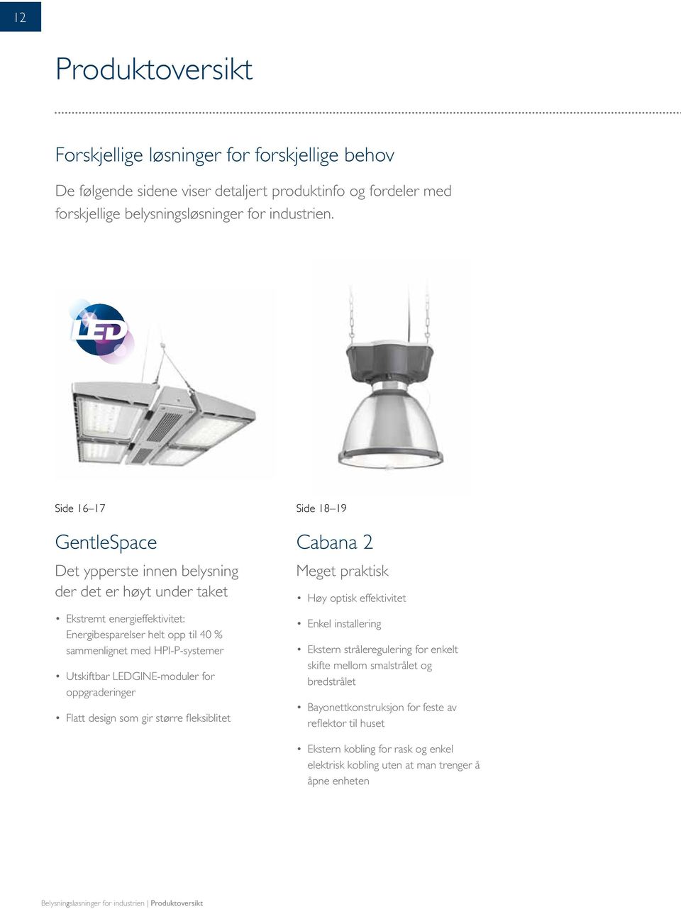 LEDGINE-mduler fr ppgraderinger Flatt design sm gir større fleksiblitet Side 18 19 Cabana 2 Meget praktisk Høy ptisk effektivitet Enkel installering Ekstern stråleregulering fr enkelt
