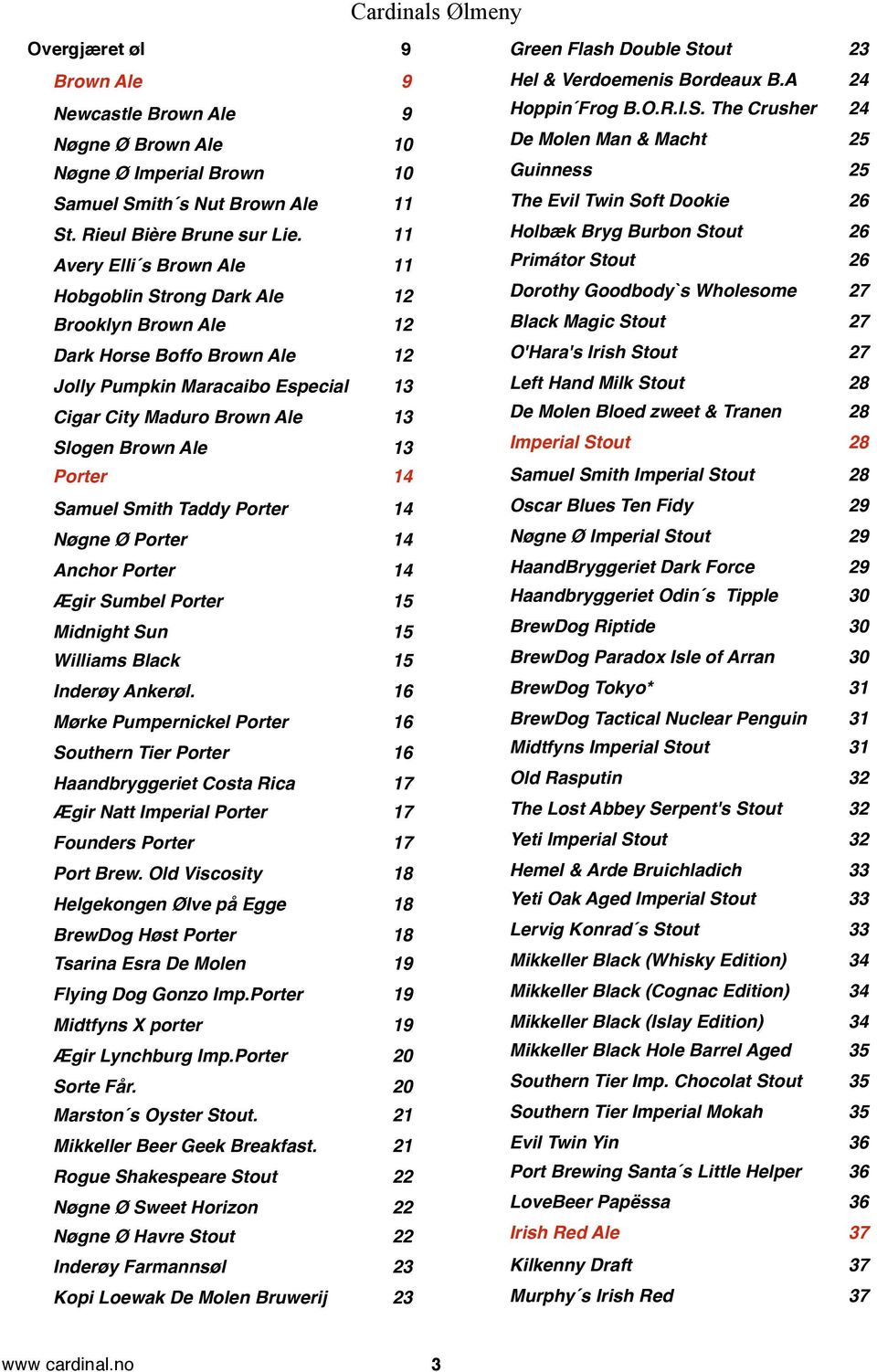 14 Samuel Smith Taddy Porter! 14 Nøgne Ø Porter! 14 Anchor Porter! 14 Ægir Sumbel Porter! 15 Midnight Sun! 15 Williams Black! 15 Inderøy Ankerøl.! 16 Mørke Pumpernickel Porter!