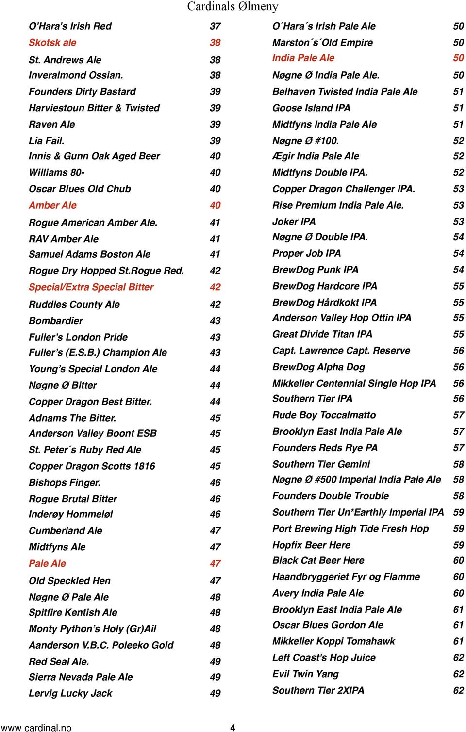 42 Ruddles County Ale! 42 Bombardier! 43 Fuller s London Pride! 43 Fuller s (E.S.B.) Champion Ale! 43 Young s Special London Ale! 44 Nøgne Ø Bitter! 44 Copper Dragon Best Bitter.! 44 Adnams The Bitter.