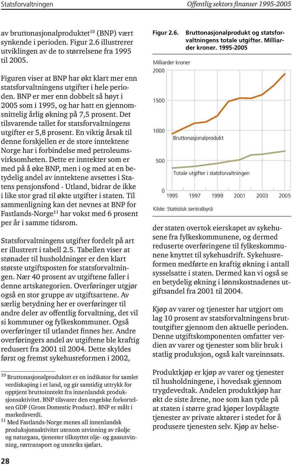 Det tilsvarende tallet for statsforvaltningens utgifter er 5,8 prosent. En viktig årsak til denne forskjellen er de store inntektene Norge har i forbindelse med petroleumsvirksomheten.