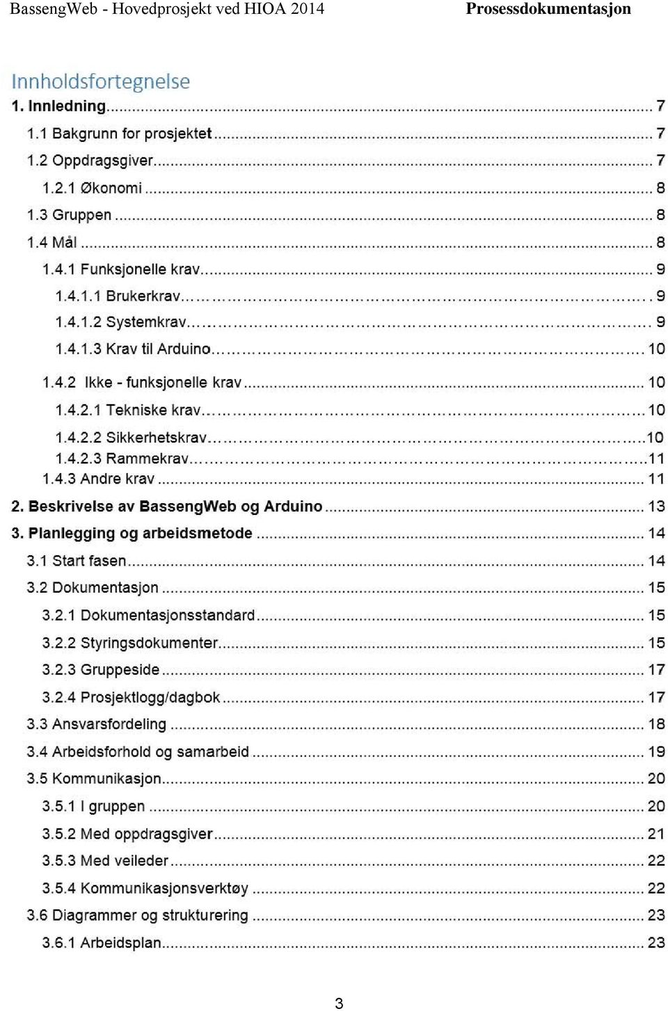 ........ 11 1.4.3 Andre krav........ 11 2. Beskrivelse av BassengWeb og Arduino... 13 3. Planlegging og arbeidsmetode........ 14 3.1 Start fasen... 14 3.2 Dokumentasjon........ 15 3.2.1 Dokumentasjonsstandard.