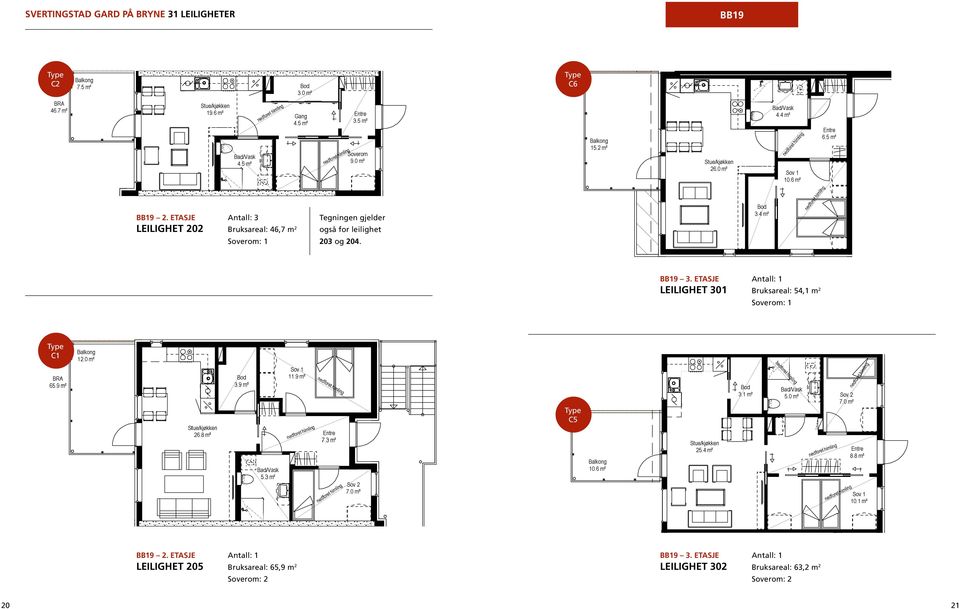 gjelder også for leilighet 203 og 204. BB19 3.