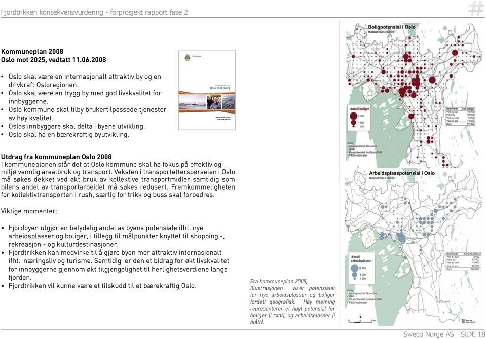 Utdrag fra kommuneplan Oslo 2008 I kommuneplanen står det at Oslo kommune skal ha fokus på effektiv og miljø.vennlig arealbruk og transport.