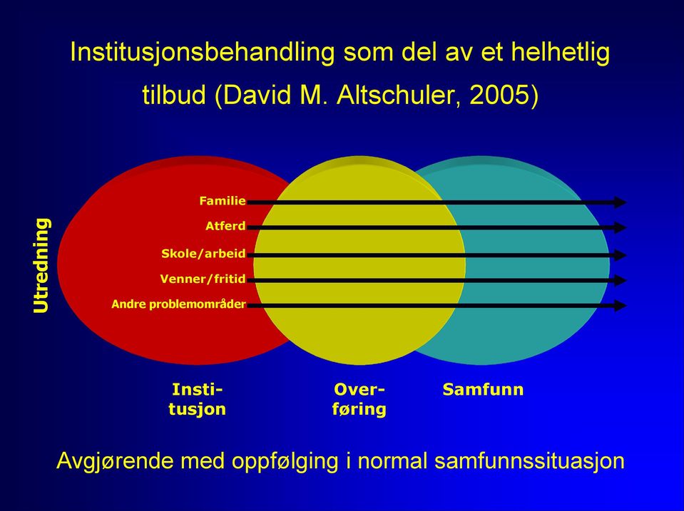 Altschuler, 2005) Familie Atferd Skole/arbeid Venner/fritid