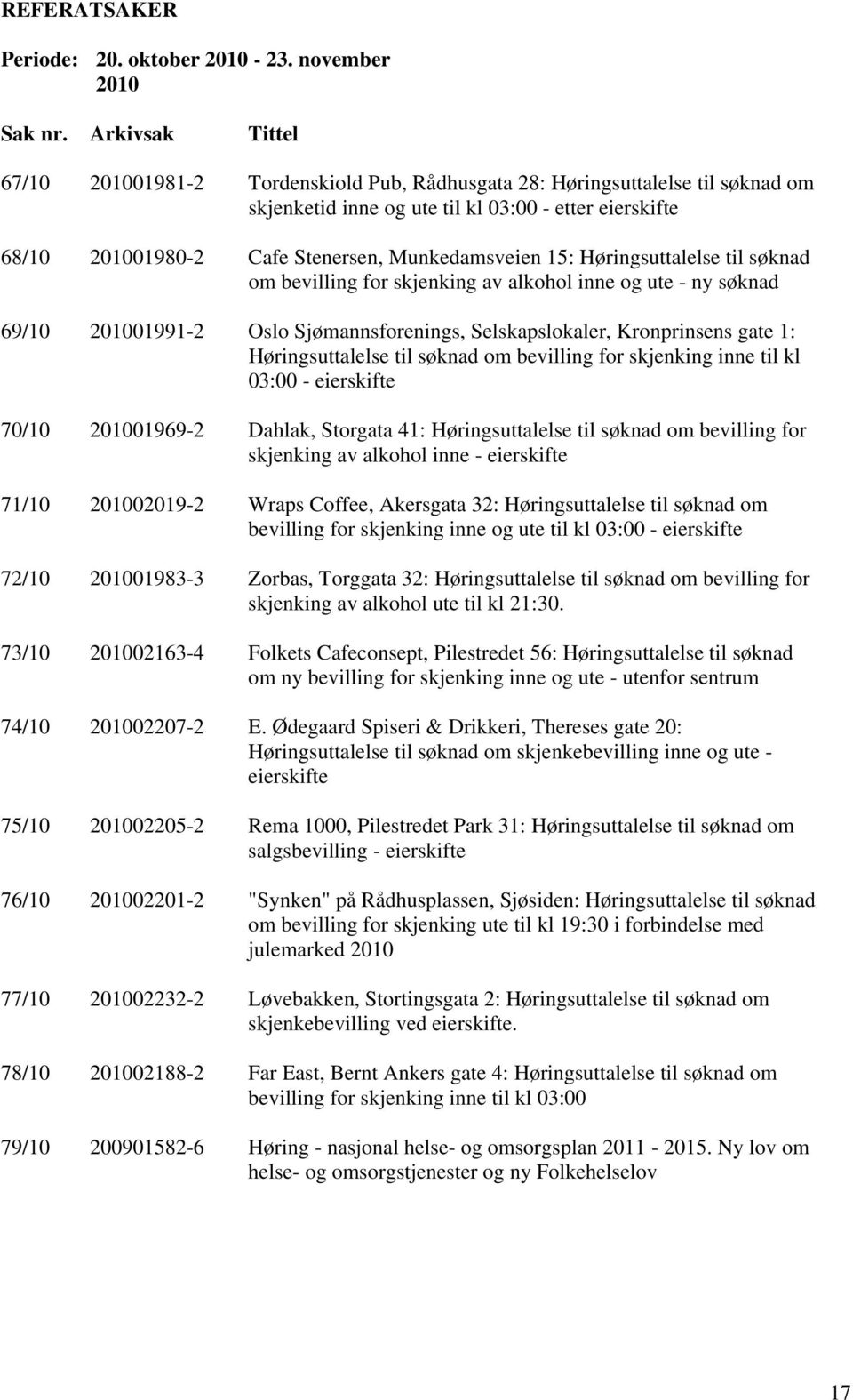 Munkedamsveien 15: Høringsuttalelse til søknad om bevilling for skjenking av alkohol inne og ute - ny søknad 69/10 201001991-2 Oslo Sjømannsforenings, Selskapslokaler, Kronprinsens gate 1: