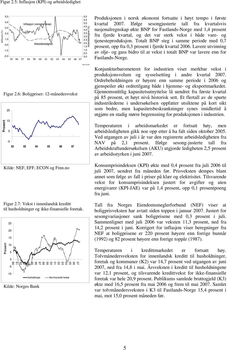 Produksjonen i norsk økonomi fortsatte i høyt tempo i første kvartal 27.