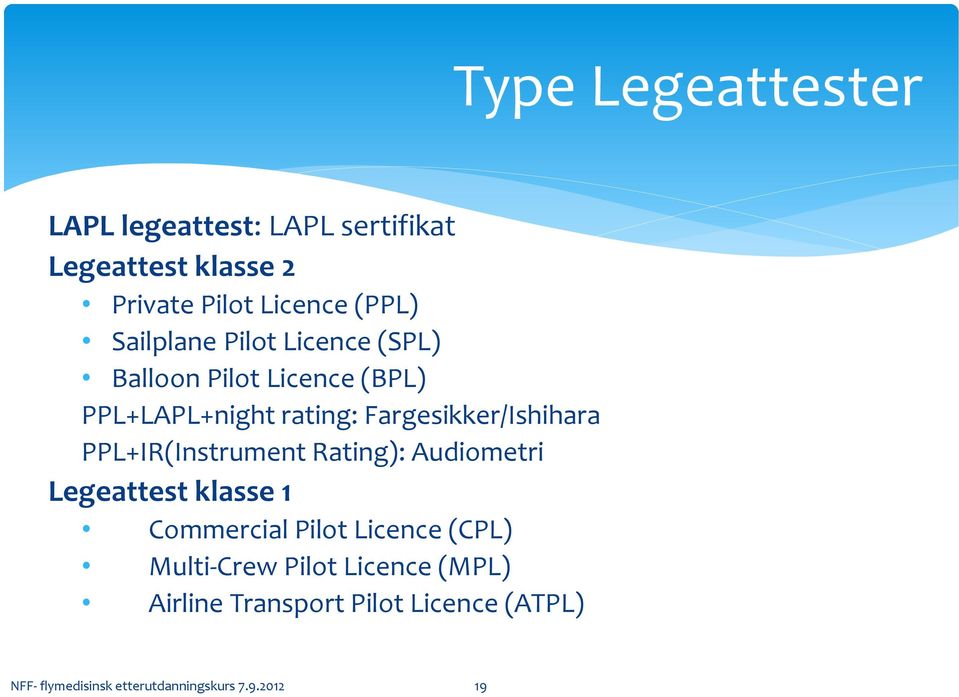 PPL+IR(Instrument Rating): Audiometri Legeattest klasse 1 Commercial Pilot Licence (CPL) Multi-Crew