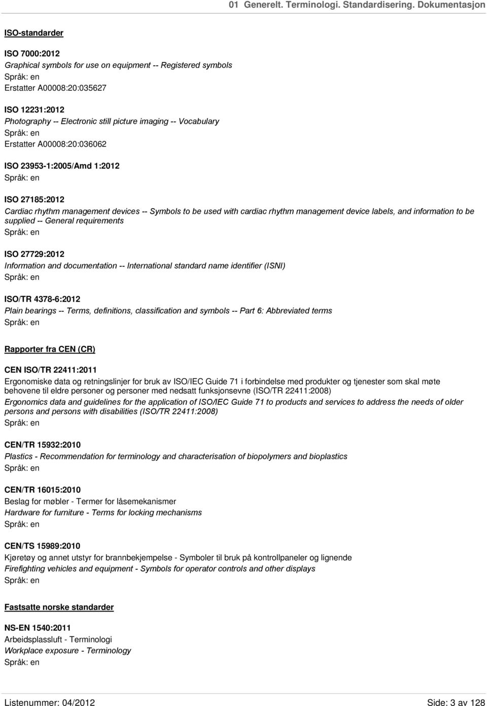 Vocabulary Erstatter A00008:20:036062 ISO 23953-1:2005/Amd 1:2012 ISO 27185:2012 Cardiac rhythm management devices -- Symbols to be used with cardiac rhythm management device labels, and information