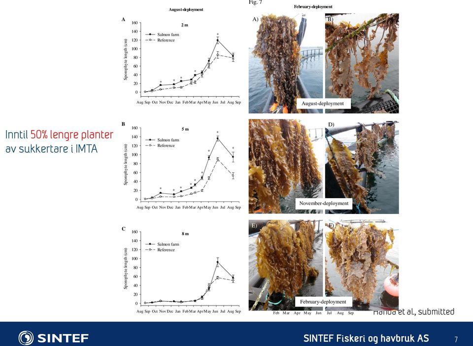 7 D D 160 160 140 140 120 120 100 100 80 80 60 60 40 40 20 20 0 0 February-deployment February-deployment A) B) 2 m 2 m Salmon farm Salmon farm Reference Reference Feb Feb Mar Mar Apr Apr May May Jun