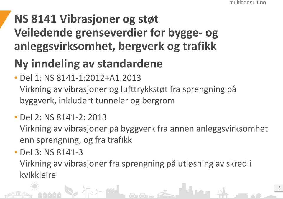 inkludert tunneler og bergrom Del 2: NS 8141-2: 2013 Virkning av vibrasjoner på byggverk fra annen anleggsvirksomhet