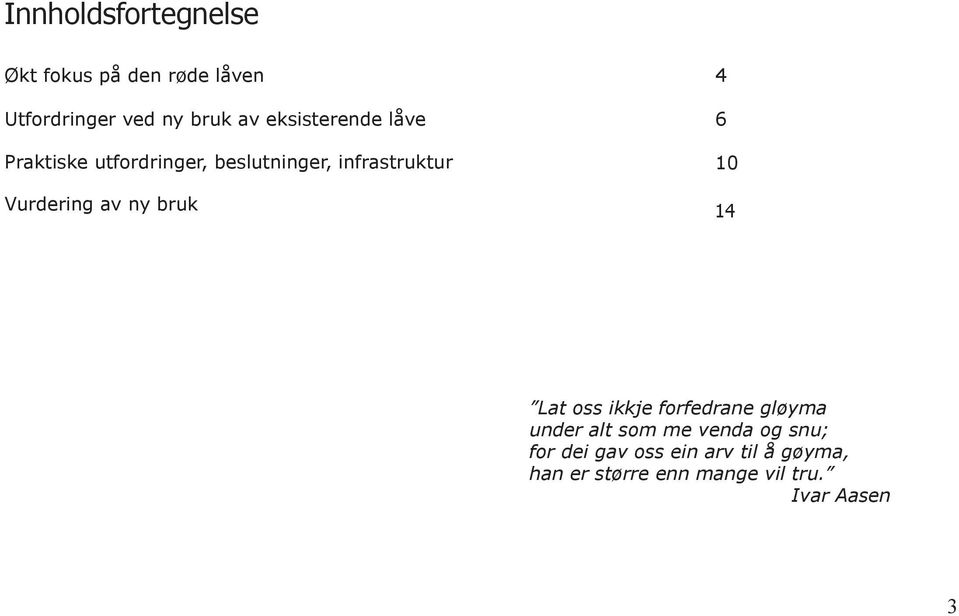 av ny bruk 4 6 10 14 Lat oss ikkje forfedrane gløyma under alt som me venda og