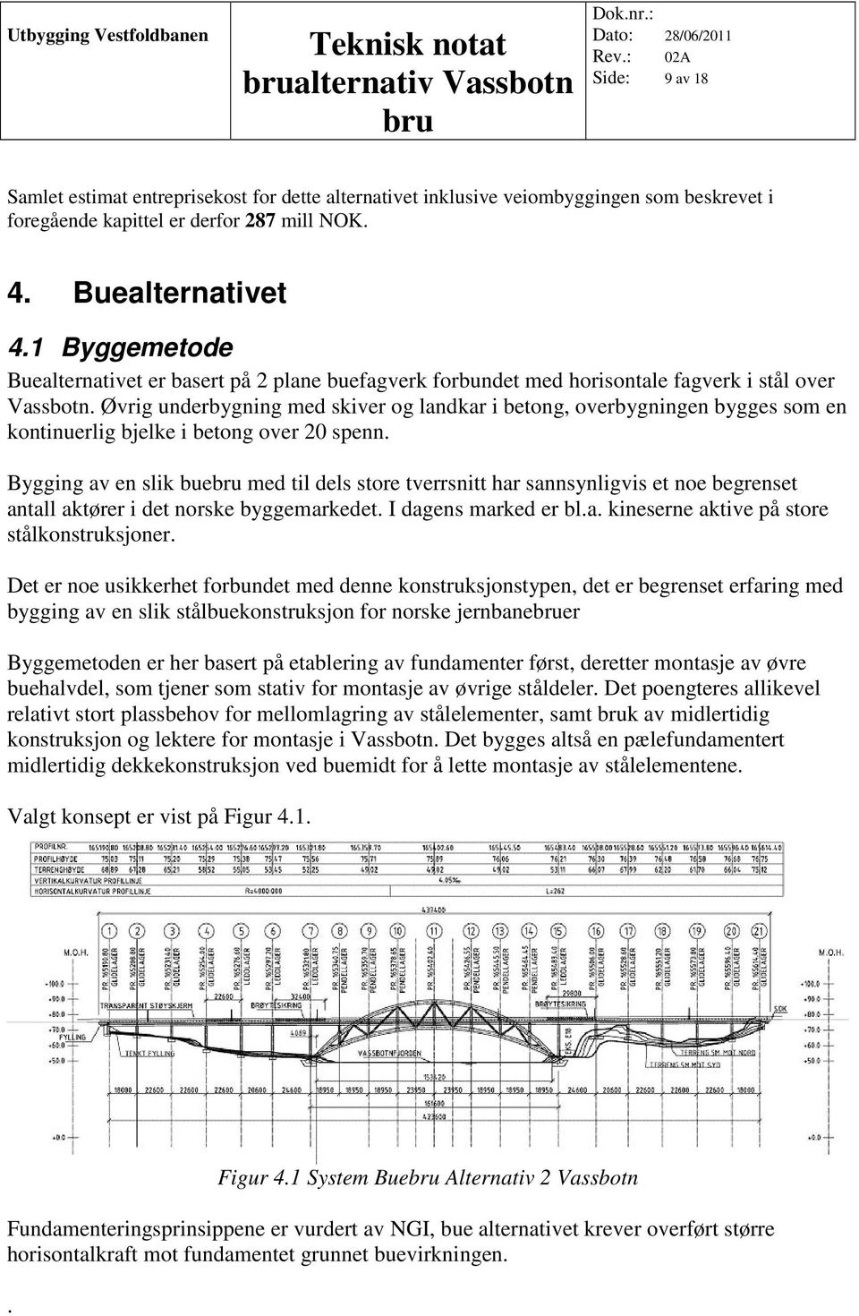 Øvrig underbygning med skiver og landkar i betong, overbygningen bygges som en kontinuerlig bjelke i betong over 20 spenn.