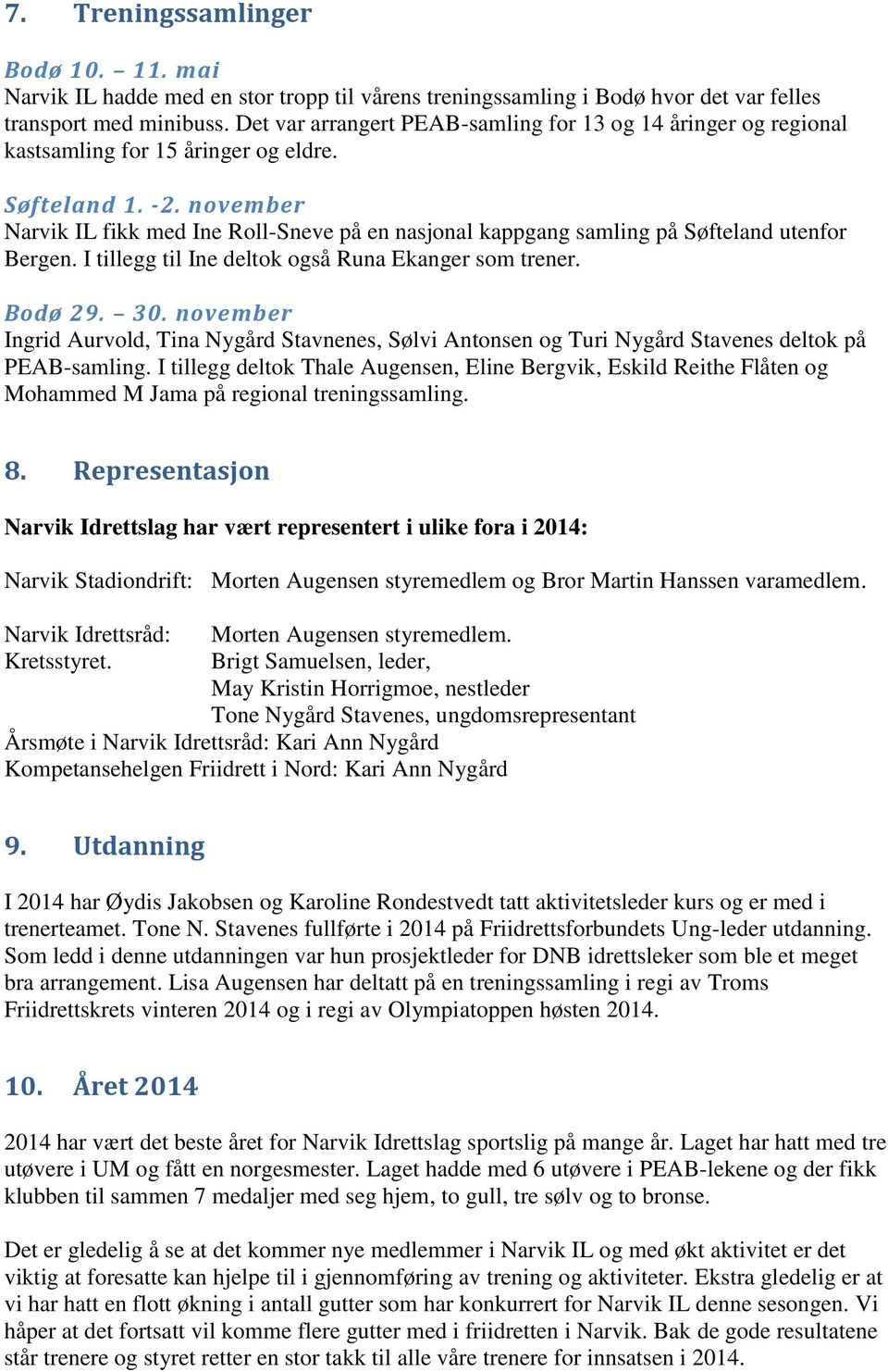 november Narvik IL fikk med Ine Roll-Sneve på en nasjonal kappgang samling på Søfteland utenfor Bergen. I tillegg til Ine deltok også Runa Ekanger som trener. Bodø 29. 30.