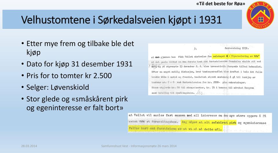 1931 Pris for to tomter kr 2.