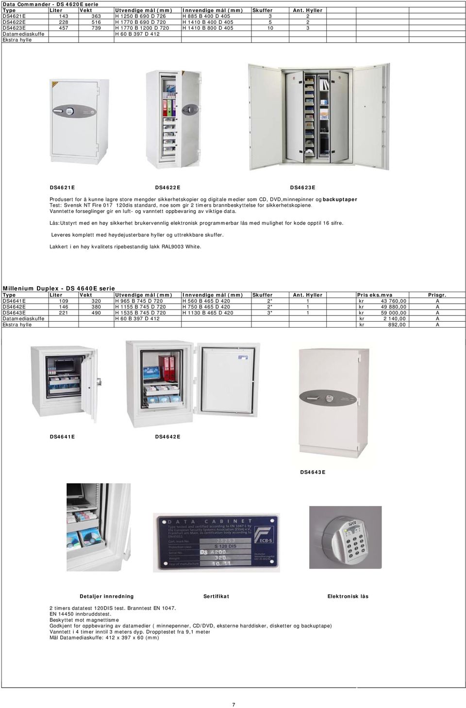 60 B 397 D 412 Ekstra hylle DS4621E DS4622E DS4623E Produsert for å kunne lagre store mengder sikkerhetskopier og digitale medier som CD, DVD,minnepinner og backuptaper Test: Svensk NT Fire 017