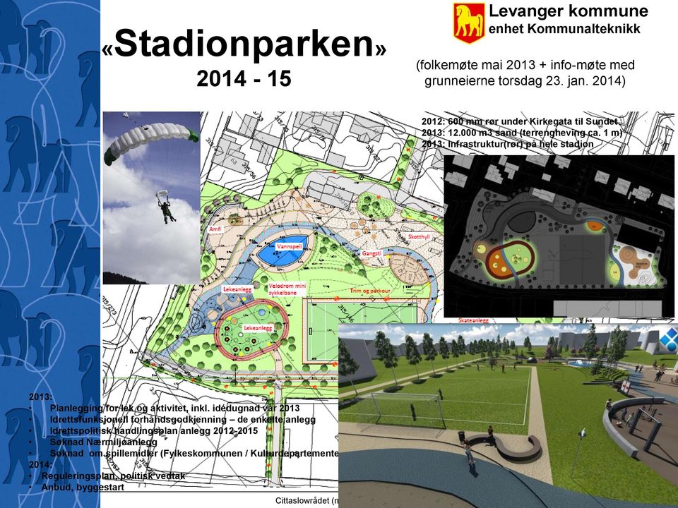 1 m) 2013: Infrastruktur(rør) på hele stadion 2013: Planlegging for lek og aktivitet, inkl.