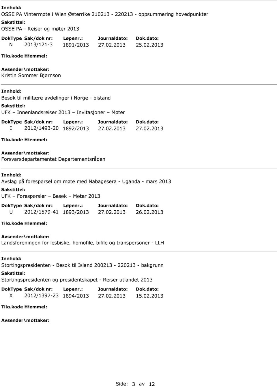 3 - oppsummering hovedpunkter OSSE PA - Reiser og møter 2013 N 2013/121-3 1891/2013 25.02.