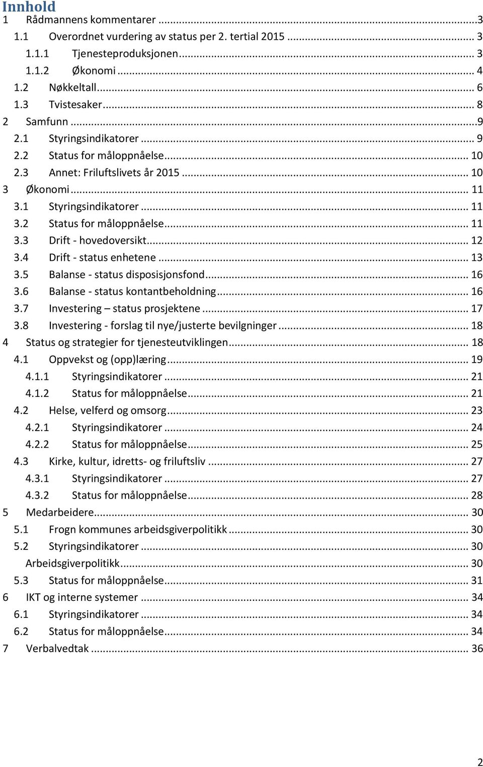 .. 12 3.4 Drift - status enhetene... 13 3.5 Balanse - status disposisjonsfond... 16 3.6 Balanse - status kontantbeholdning... 16 3.7 Investering status prosjektene... 17 3.