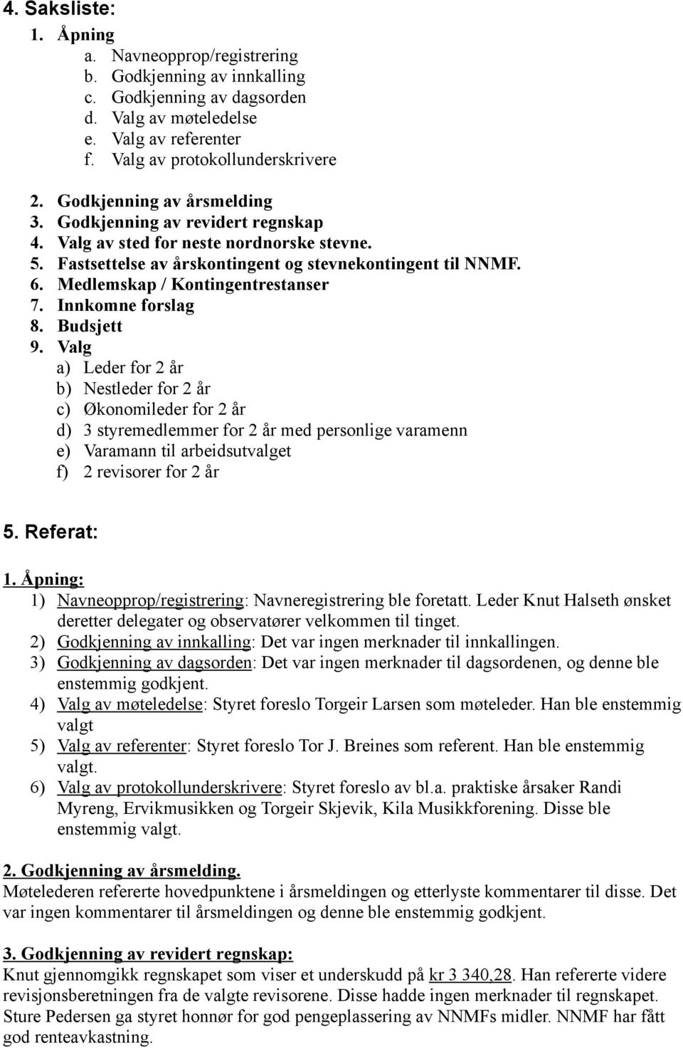 Medlemskap / Kontingentrestanser 7. Innkomne forslag 8. Budsjett 9.