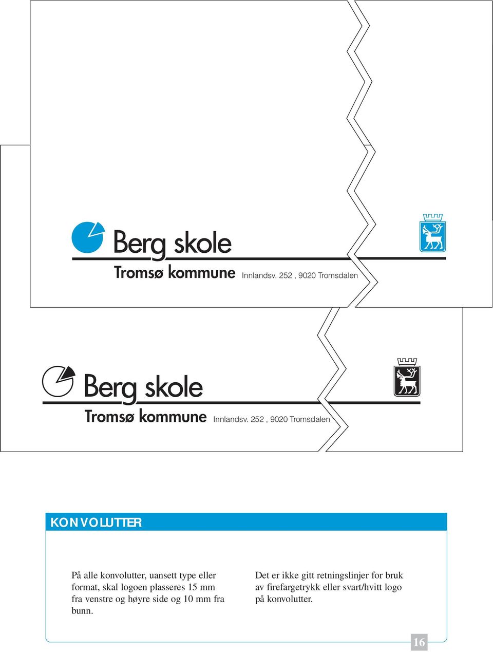 format, skal logoen plasseres 15 mm fra venstre og høyre side og 10 mm fra