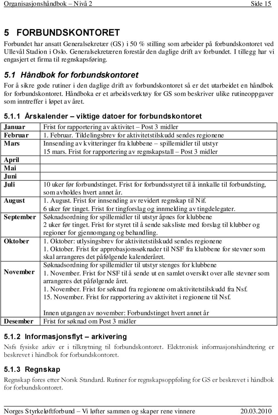 1 Håndbok for forbundskontoret For å sikre gode rutiner i den daglige drift av forbundskontoret så er det utarbeidet en håndbok for forbundskontoret.