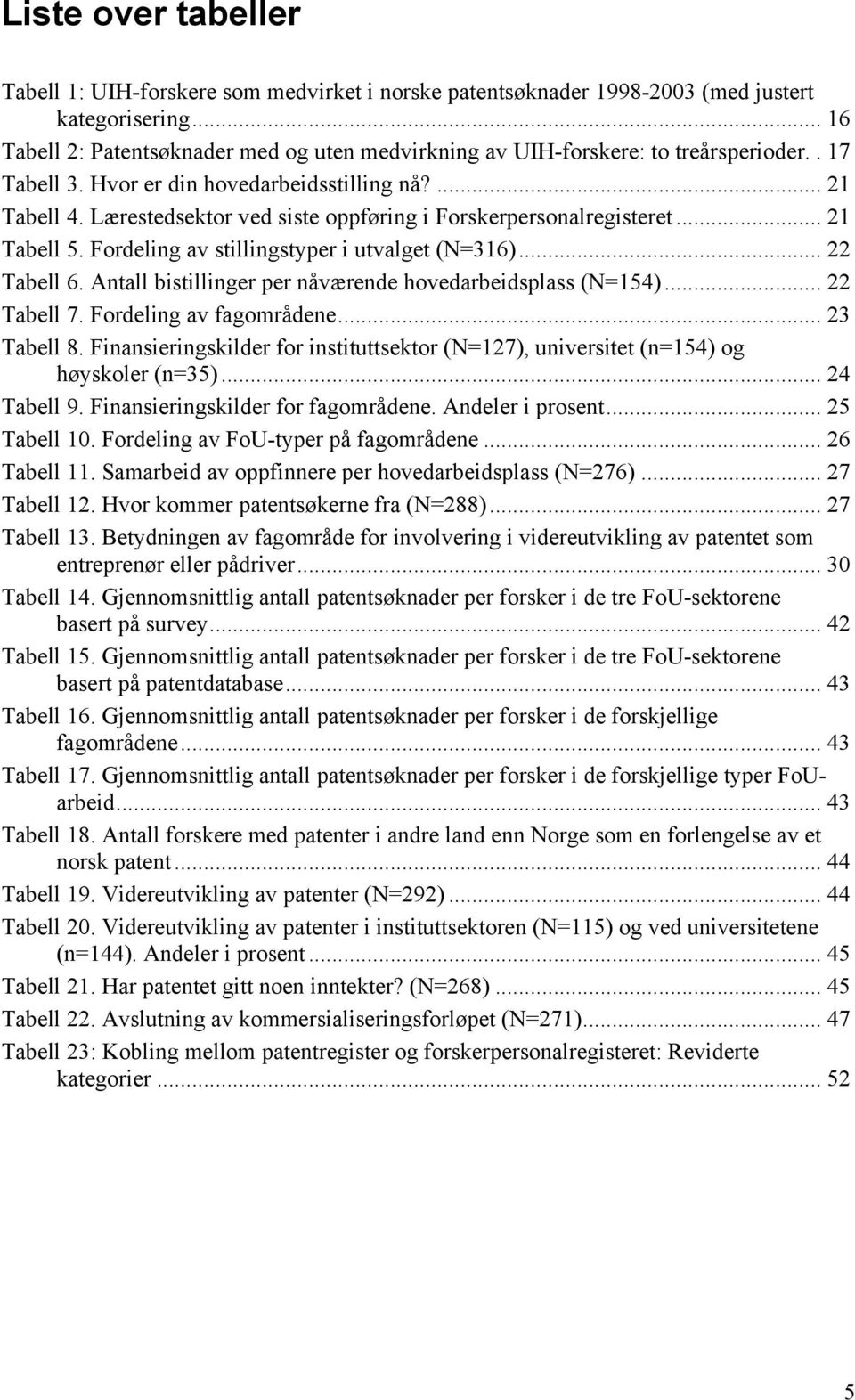 Lærestedsektor ved siste oppføring i Forskerpersonalregisteret... 21 Tabell 5. Fordeling av stillingstyper i utvalget (N=316)... 22 Tabell 6.