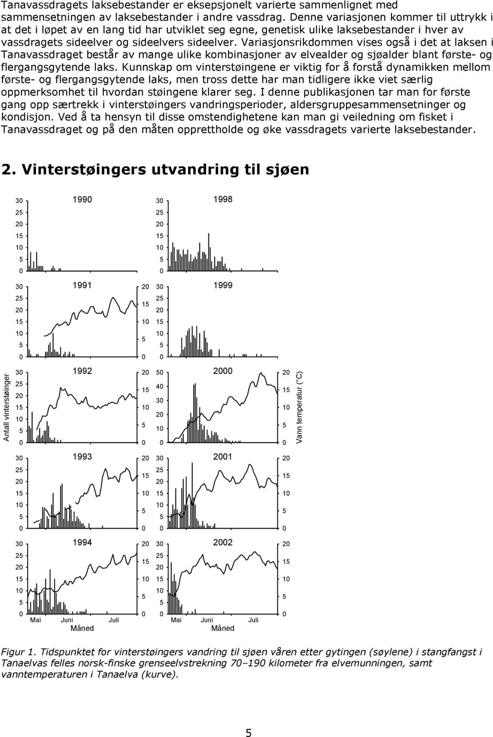 Variasjonsrikdommen vises også i det at laksen i Tanavassdraget består av mange ulike kombinasjoner av elvealder og sjøalder blant første- og flergangsgytende laks.