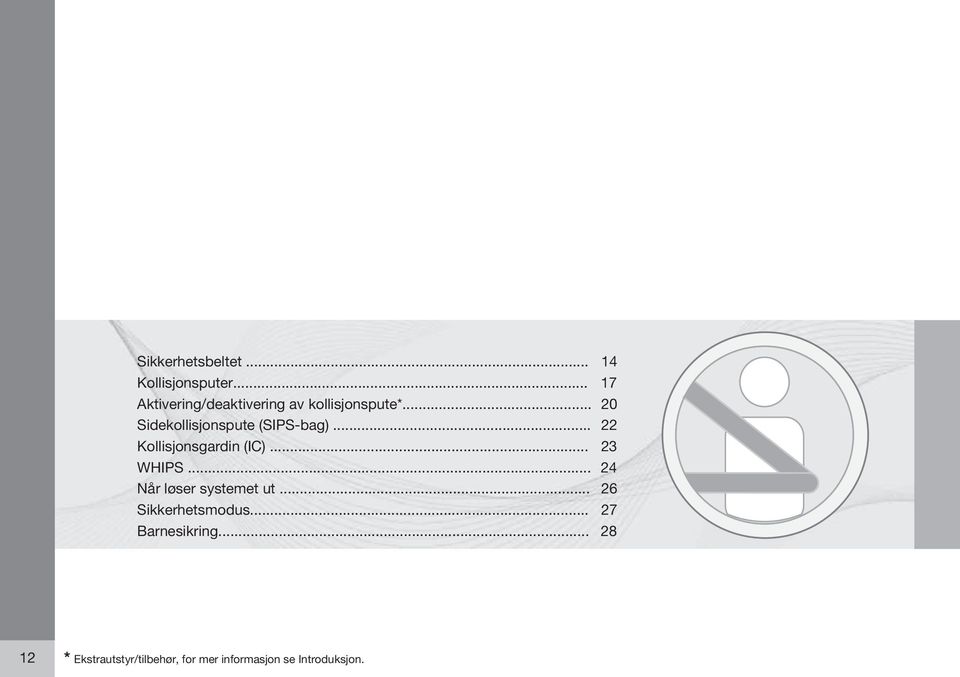 .. 20 Sidekollisjonspute (SIPS-bag)... 22 Kollisjonsgardin (IC)... 23 WHIPS.